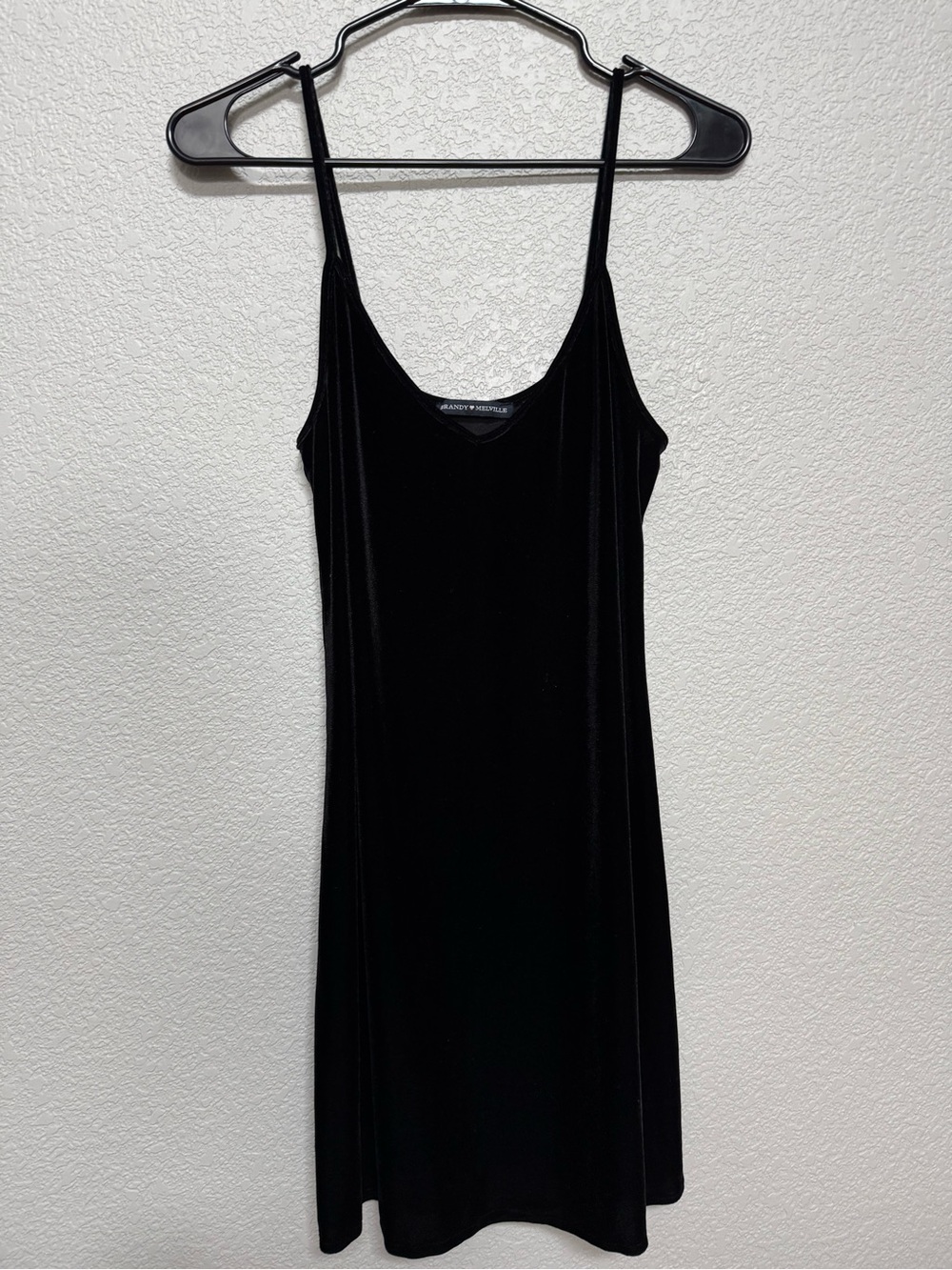 Vintage Y2K Brandy Melville Black Crushed Velvet Mini Slip Dress Women’s S/M